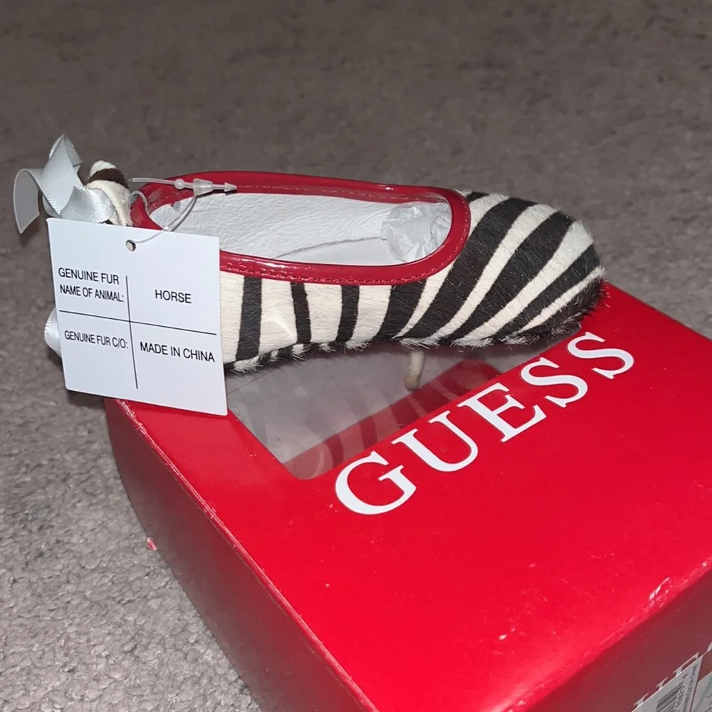 Guess Zebra Infant Baby Shoes Ballerina new Girls Size 4, 9-12 Months